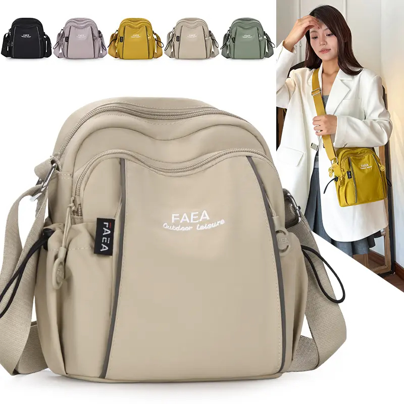 Faea Unisex Simple and Versatile Multi-Layered Lightweight Large-Capacity Casual Commuting Shoulder Crossbody Bag