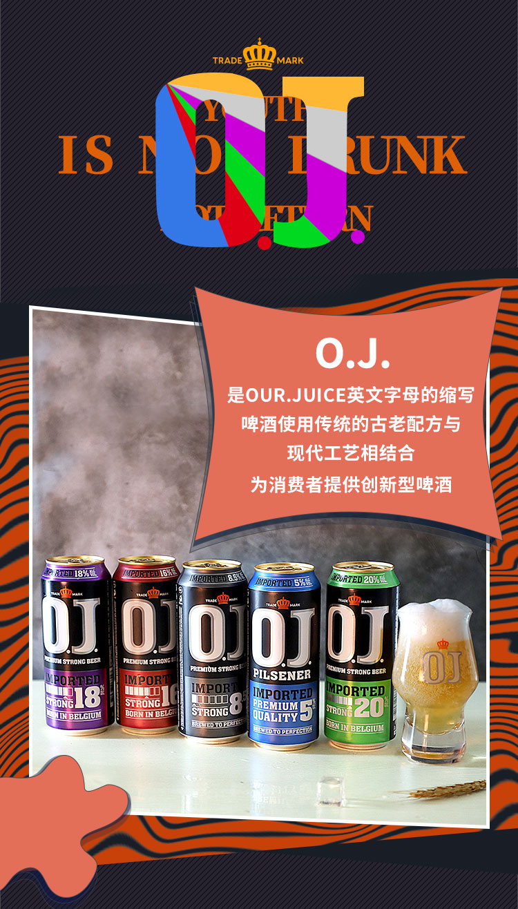 荷兰原装进口 OJ 20度猛男烈酒 500ml*6罐 图2
