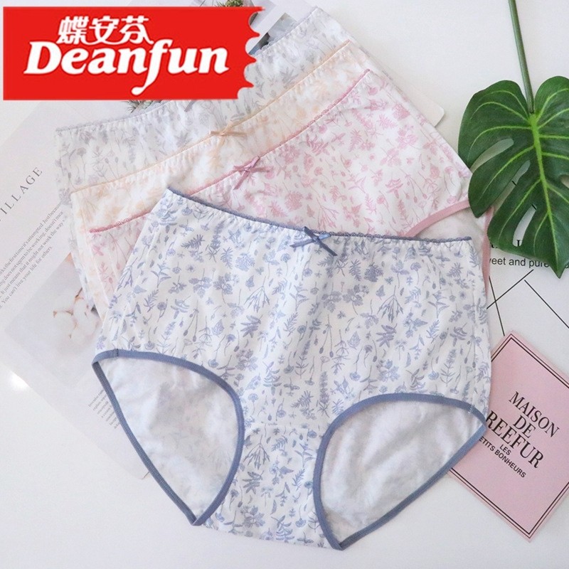 Die Anfen 100% cotton printed large version breathable, comfortable, sweat-absorbing, breathable and environmentally friendly mid-high waist boxer underwear for women