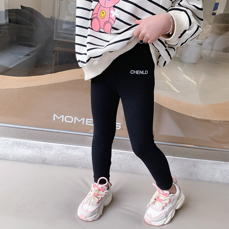 Girl's spring autumn inside lap pants children outside wearing long pants 2022 New female baby foreign pie Shark Pants Trendy Pants