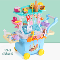 Childrens house ice cream car toy girl simulation small trolley ice cream ice cream car set 3-6 years old