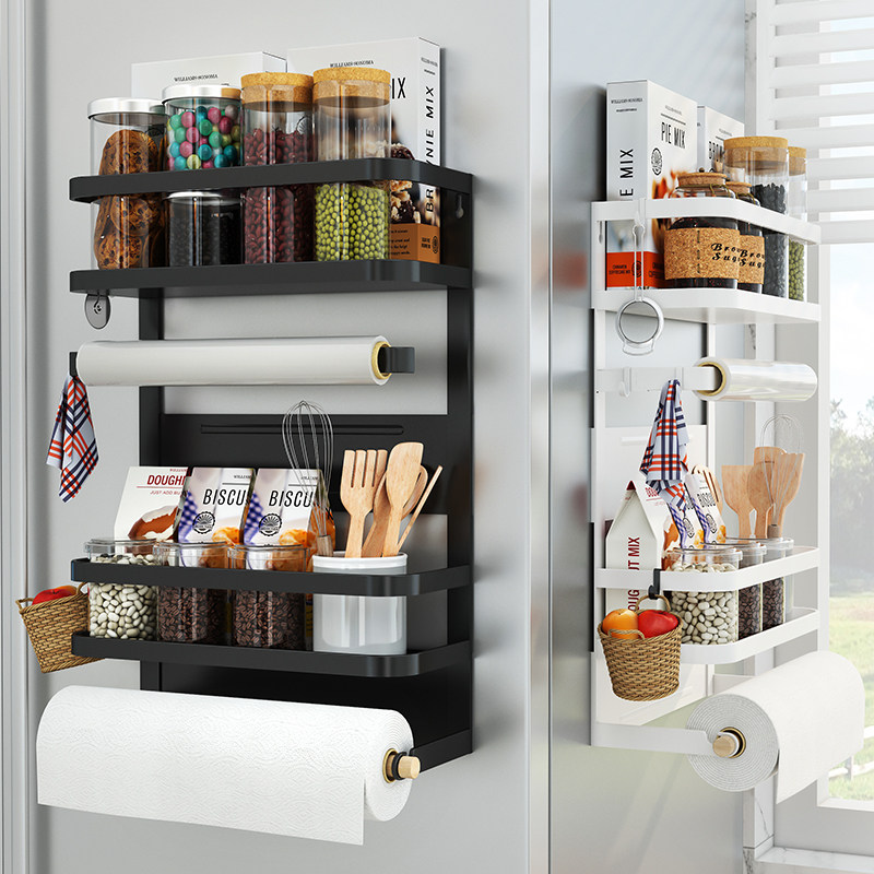 Free-to-install Kitchen Fridge Shelf Side Hanging Rack Magnetic multifunction Home Grand-magnet containing side wall-hanging-Taobao