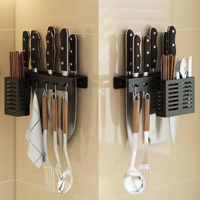 Knife holder kitchen supplies knife storage rack wall-mounted kitchen knife rack knife holder multi-functional chopsticks cage free of punching