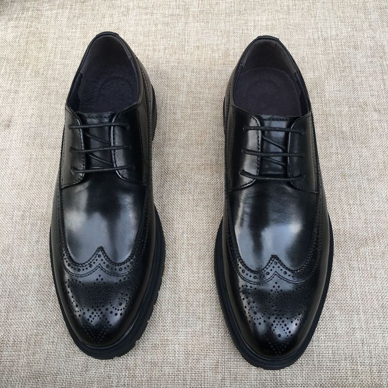 Withdrawing the cabinet and breaking the code Na Belle men's shoes casual brogue thick-soled lace-up leather shoes formal dress middle-aged business men's trendy shoes