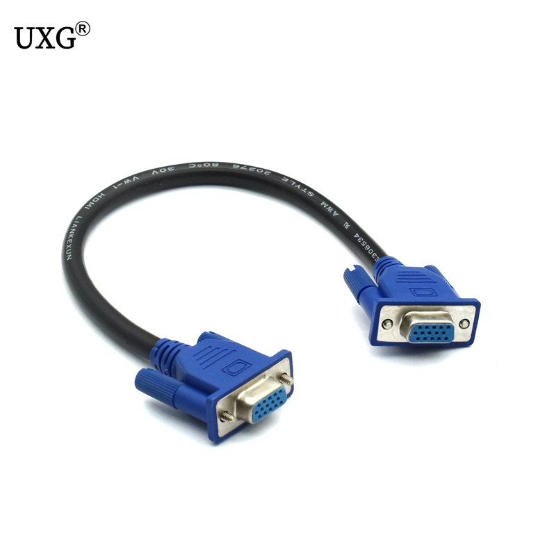 Full-point full-pass 15-core VGA mother-to-mother extension cord 30CM Short line VGA wire VGA transmission line hole-to-hole wire