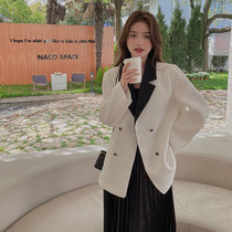 Suit jacket female spring autumn small balsamic wind unique chic loose medium long casual bump color minimalist Fried Street Little West Suit