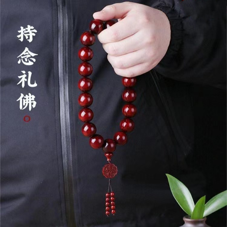 小葉の紫檀の手持ちの仏教のビーズ、レトロな民族風のロザリオ、車に掛ける男性と女性の木製ビーズ、文学と芸術の幸運のビーズブレスレット