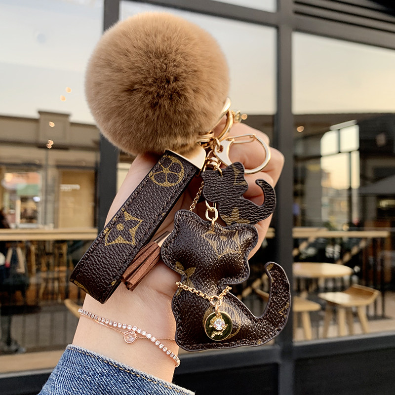 LVGEDETE presbyao kitten car key chain pendant key refining European and American key ring bag pendant female