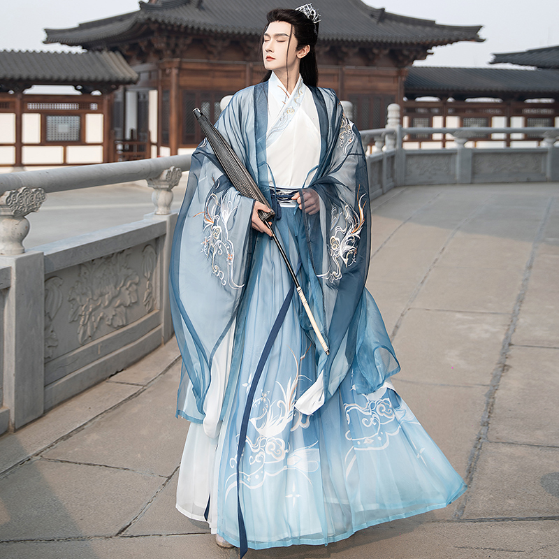 Hanfu for Men, Authentic Original Design, Ancient Warrior Costume, Chinese Style, Jin-Style Waist-Length Skirt, Wei-Jin Style, 2026 Spring New Model