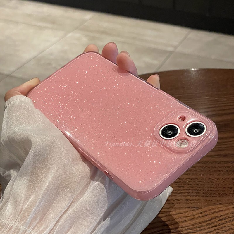Glitter Jelly Shell Pink Suitable for iPhone 13 Phone Cases 11/17/14/15 Silicone Apple 12Promax Female 11Promax Anti-Drop Xr/X New Model 13Promax Protective Case X Soft 16