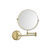 All-copper mirror gold bathroom makeup mirror magnifying telescopic vanity mirror wall-mounted folding black beauty mirror double-sided