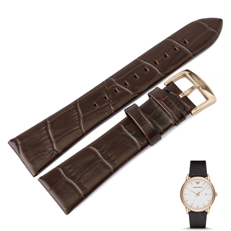 Ar2502 Armani Genuine Leather Watch Strap for Men Ar2500 2501 2503 Pin Buckle Brown Watch Chain 22mm