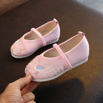 Hanfu girl embroidered shoes old Beijing childrens cloth shoes ethnic style baby princess shoes student costume shoes performance shoes