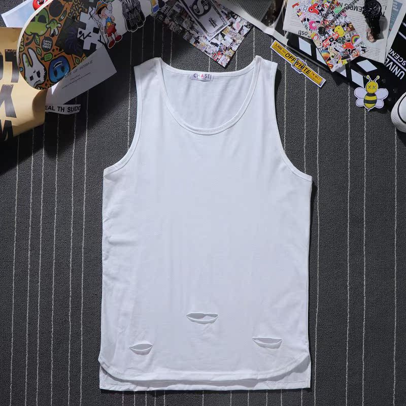 Ins châu Âu và Hoa Kỳ đường cao hip-hop thương hiệu thủy triều hara-nhân dân tệ gió vest đáy loose-fitting bông lỗ tay nam T-shirt và phụ nữ