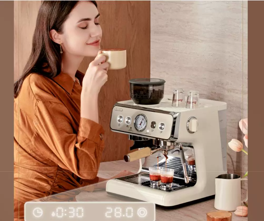 Кофемашина Barsetto Yum! Второго поколения S с двойным нагревом, коммерческая полупрофессиональная, для дома, с помолом и все-в-одном