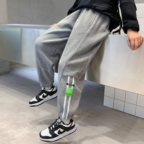 Boy sports long pants autumn clothing 2022 spring autumn new childrens pants CUHK Tong Leisure loose Pants Child Clothing Tide