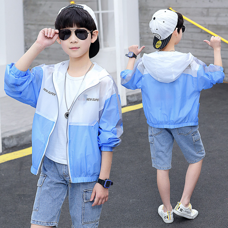 Boys' jacket thin section breathable children's clothing foreign style children's sun protection clothing summer clothing tide 2023 new middle and big children's skin clothing