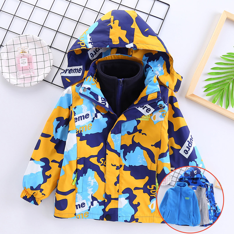 Children's clothing 2021 new autumn and winter boys ' stormtrooper three-in-one medium and large children's velvet jacket children's disassembly liner