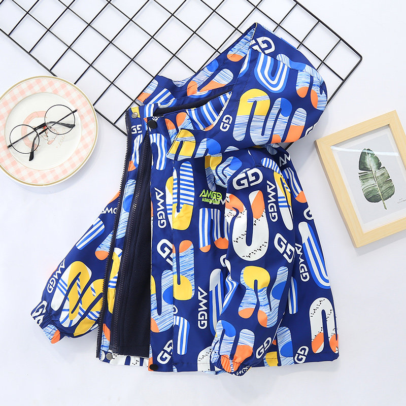 Boy's submachine clothing spring autumn clothing 2022 new CUHK child children three-in-one detachable rocking grain suede windproof jacket