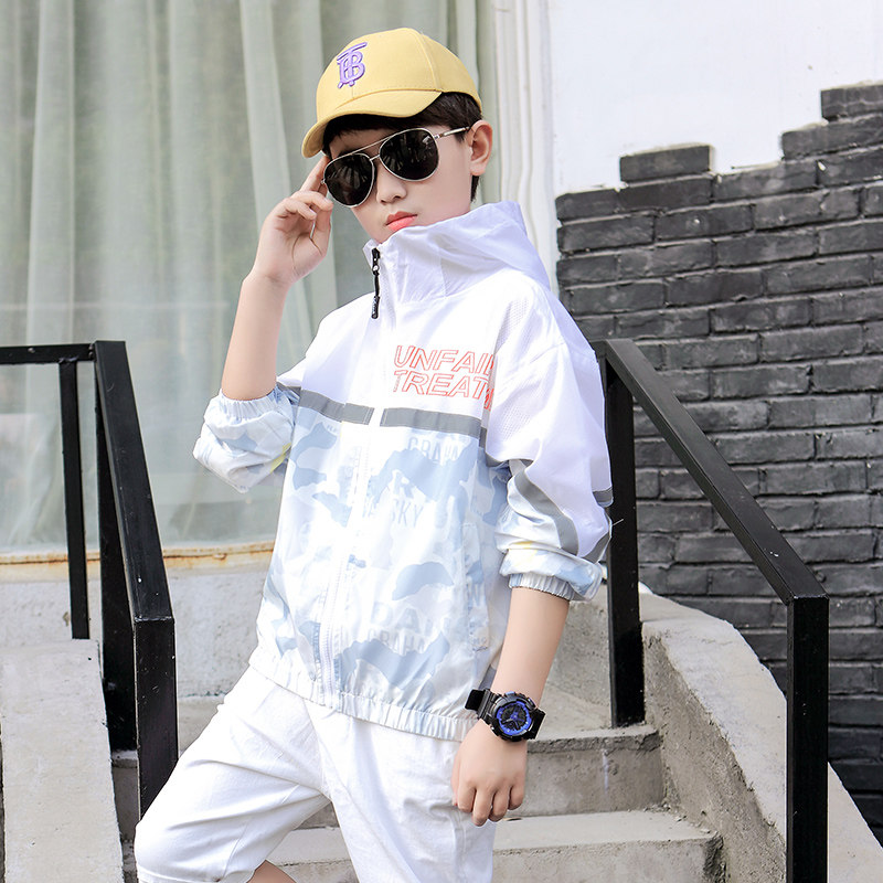 Boys sun clothes boys in sun protection clothes in the big children's skin clothes summer girls' thin air coat