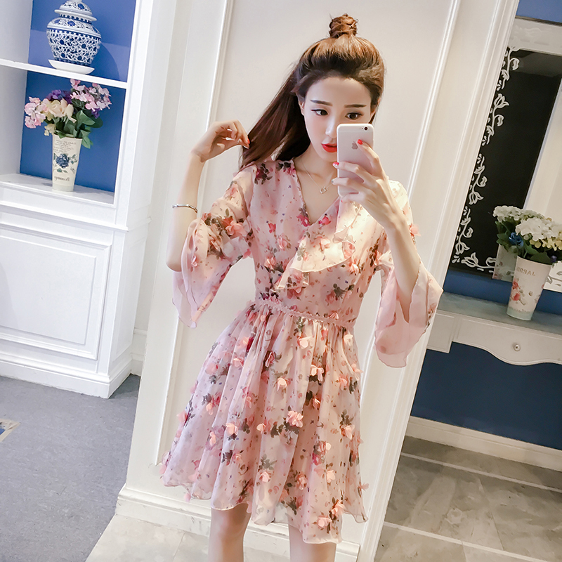 Breastfeeding dress summer go out fashion hot mom postpartum breastfeeding clothes summer chiffon floral skirt trendy