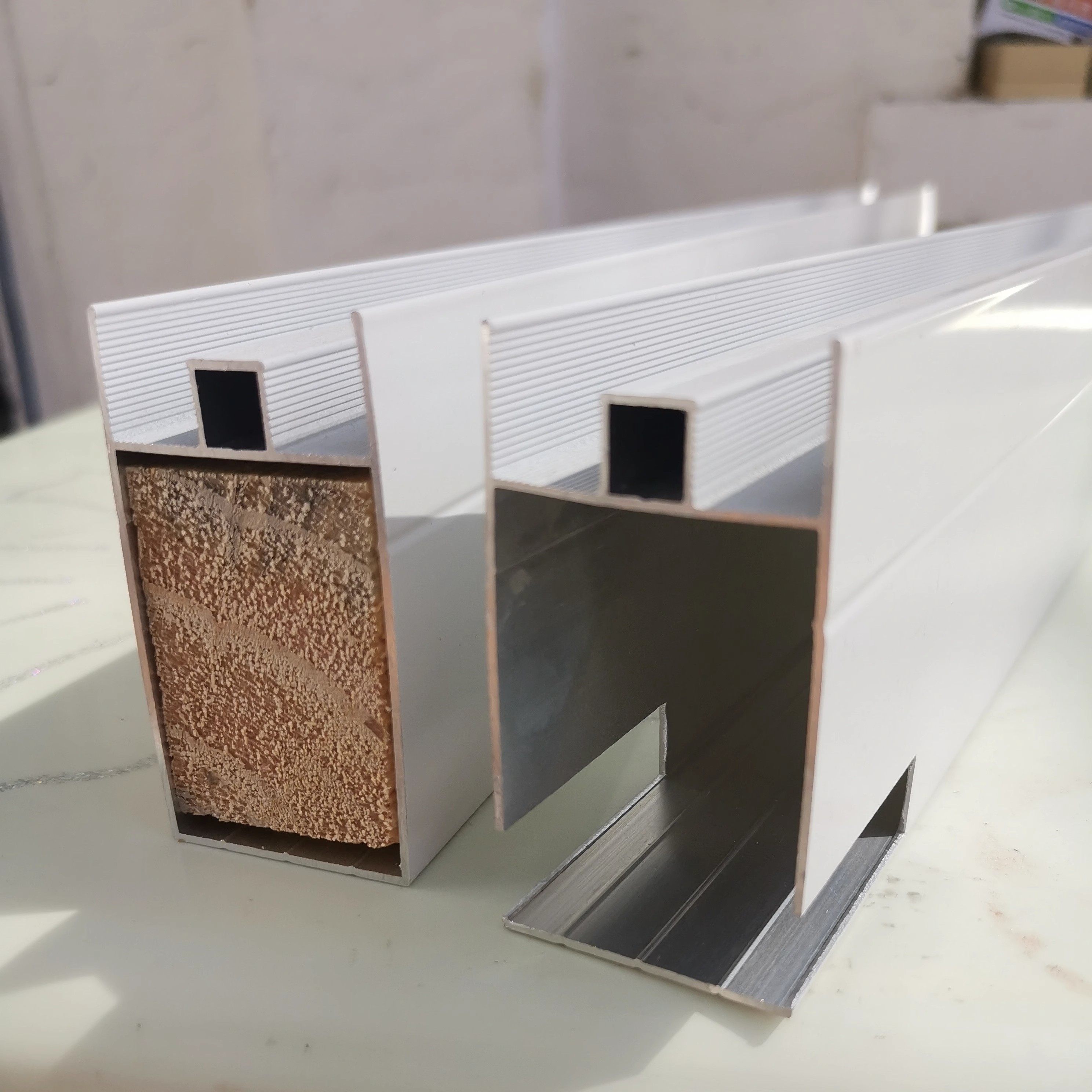 Tile Cabinet Aluminum Alloy Column Grout Large Mountain Trough Brick Clip Kitchen Cabinet Pouring cement sealing edge Double card slot Tube Mountain Type slot-Taobao