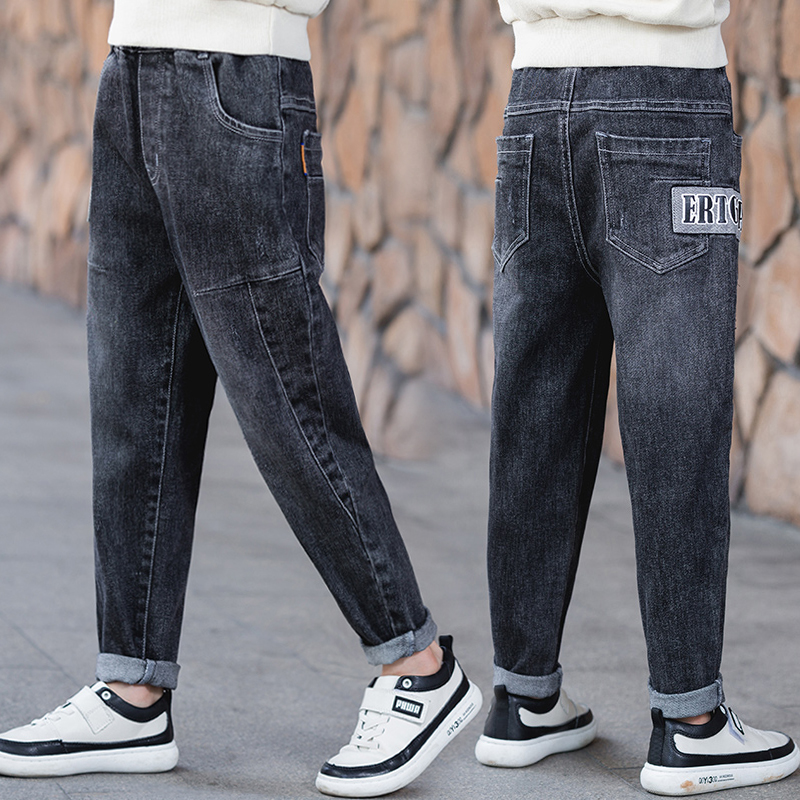 Boy Pants Spring Autumn Money Old Daddy Pants Children Jeans 2022 New 12 12-15 CUHK Children's Clothing Loose Trousers