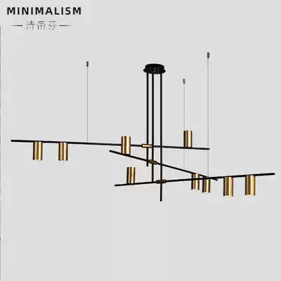 Nordic minimalist light luxury living room chandelier Dining table bar Geometric line chandelier Modern minimalist creative personality spotlight