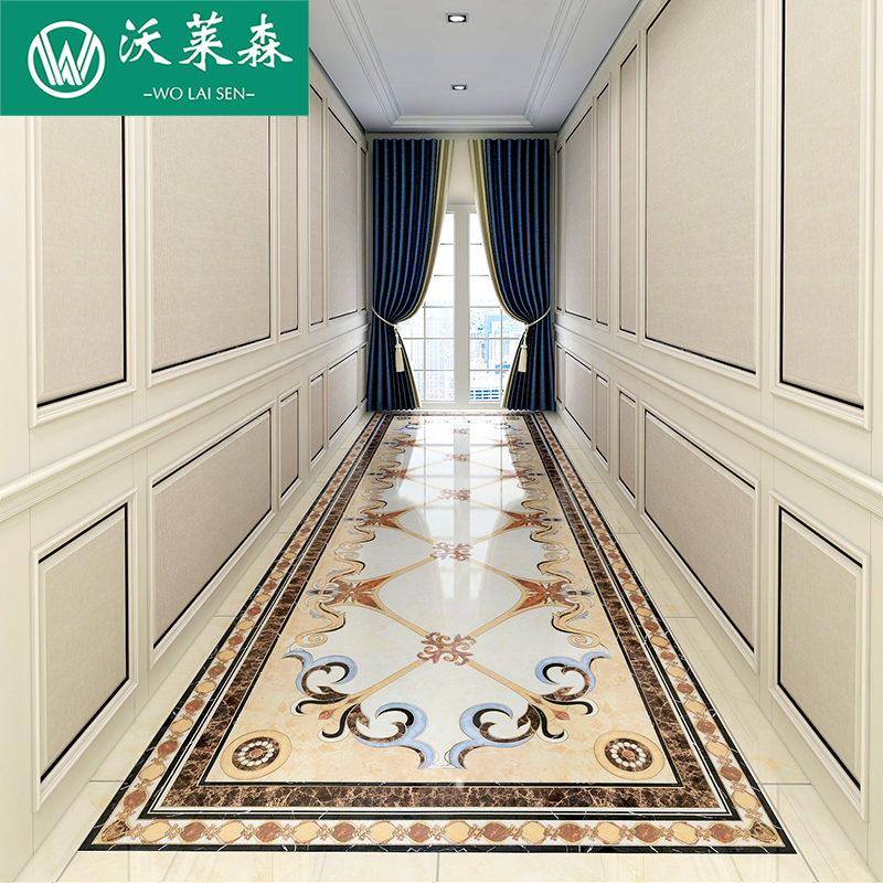 New simple European-style cast crystal brick Living room aisle into the home parquet floor tiles Tile non-slip wear-resistant carpet flower heart