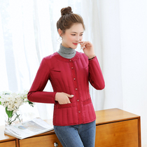 Down liner Womens Light slim body short long sleeve vest autumn and winter models wear a base with coat warm down jacket