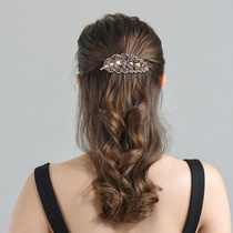 发夹发卡头饰女韩国2022年新款高端水晶横夹妈妈树叶弹簧夹