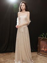 High-end evening dress female 2021 New banquet celebrity temperament senior texture long annual meeting host dress