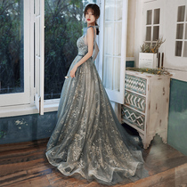 Temperament evening dress dress women 2021 new 18-year-old adult banquet high-end celebrities light luxury high texture small tailing