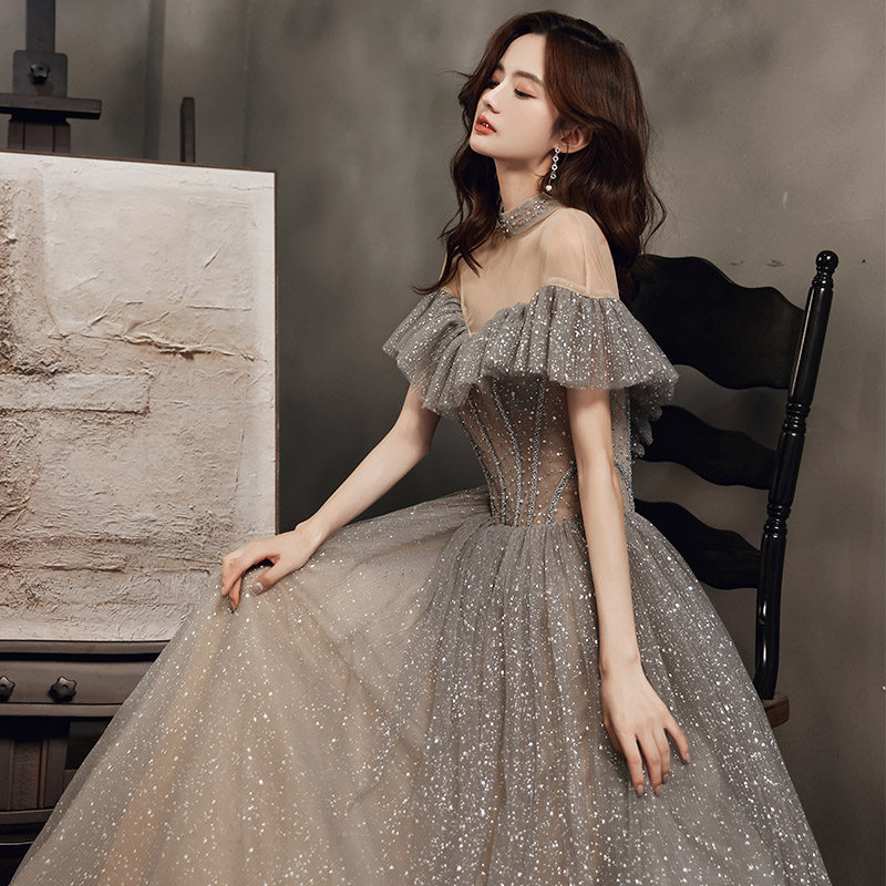 Temperament Presiding evening dress Skirt Women High-end Banquet Performance Famous SENIOR TEXTURE LIGHT EXTRAVAGANT AND SMALL CROWD DESIGN FEEL ANNUAL MEETING