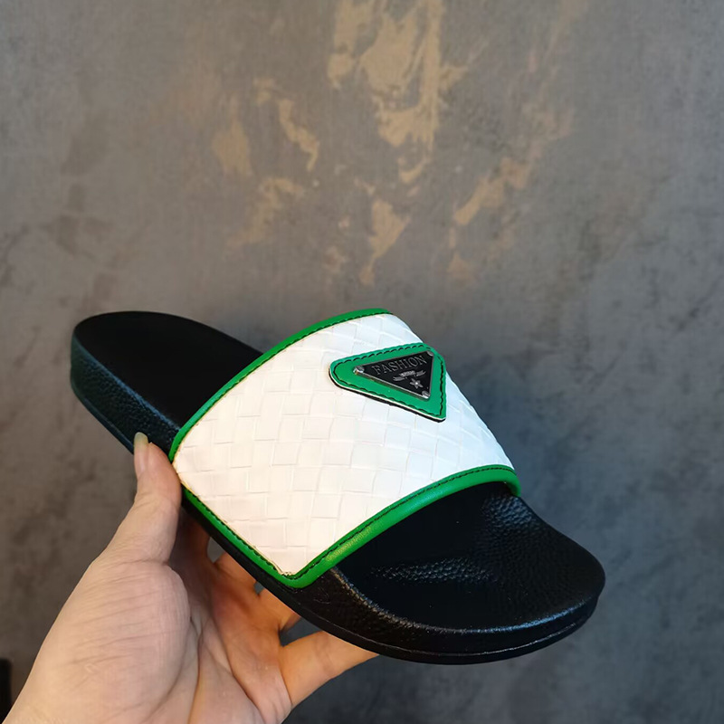 Compatible with Dainwang Prada Co-Branded Summer Woven Slippers for Men, Slip-On Couple's Flat Slippers