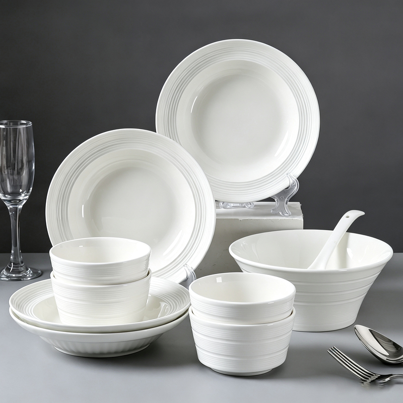Dish Set for Home Use, Simple White Ceramic Tableware, 2026 New Model, Ins-Style Bowl, Plate, and Chopsticks Set, Rice Bowl, Soup Plate