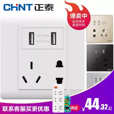 Chint Tai with USB socket panel porous home 86 type wall plug fast charging Wall mobile phone charging 5 holes five holes hidden