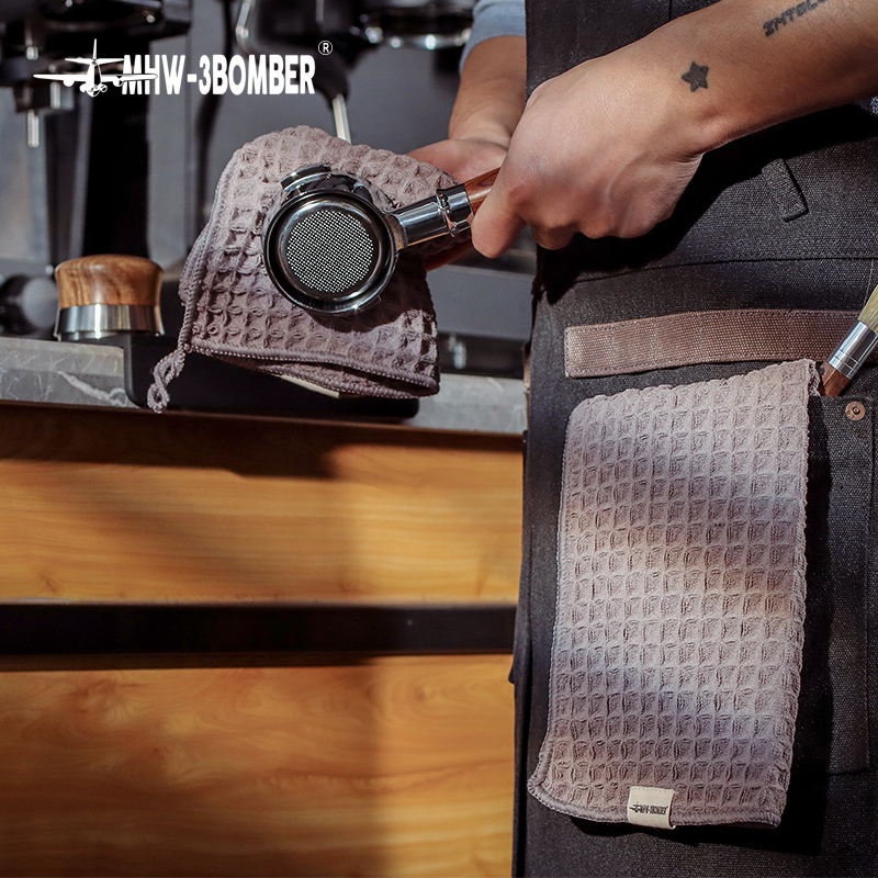 Mhw-3Bomber Bomber Bar Towel, Barista-Specific Cleaning Cloth with Hanging Strap, Small Towel That Absorbs Water and Dries Quickly