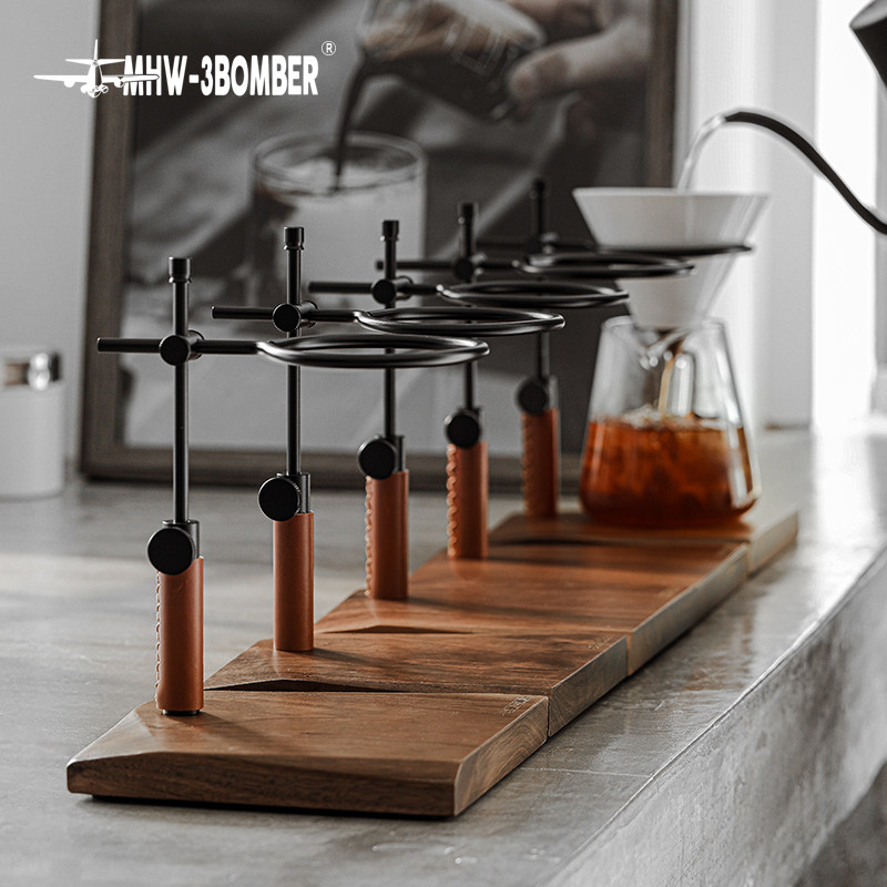 MHW-3BOMBER bomber solid wood hand punch frame retro industrial wind hand punch coffee holder V60 filter cup holder