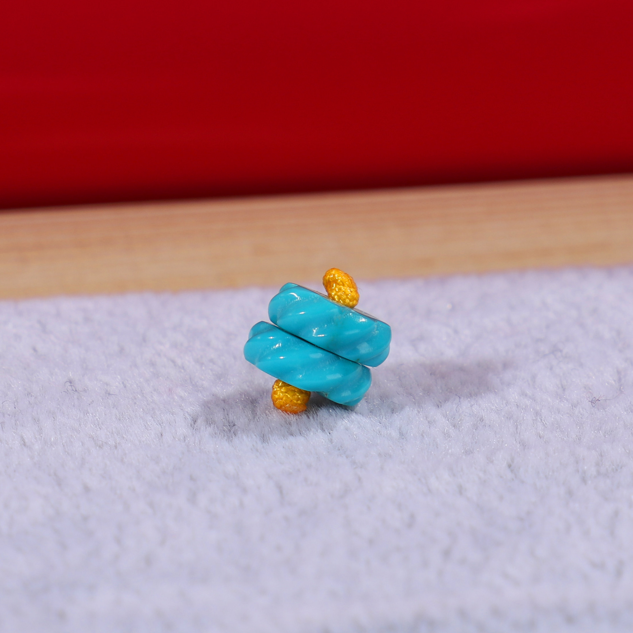 DIY аксессуары 绿松石隔珠天然原矿高瓷配珠 湖北松无优化单珠腰珠旋螺纹隔片7mm