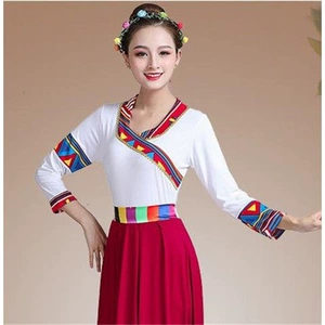 Mùa thu và mùa đông Quần áo múa Tây Tạng Quần áo nhảy vuông Quần áo dài tay Tây Tạng biểu diễn Quần áo biểu diễn sân khấu - Quần áo ngoài trời