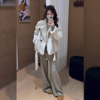 2025 Winter New Korean Style Fashionable Warm Loose Coat Slimming Top Casual Pants High-End Stylish Suit