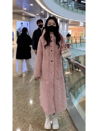 富家千金气质保暖休闲长款外套女装2025冬季新款加厚连帽毛绒大衣