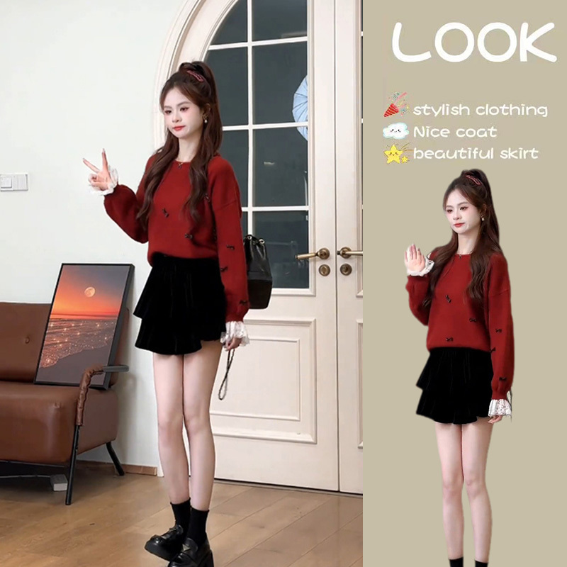 Red Short Knit Sweater for Petite Women, Suitable for Late Autumn and Early Winter, 2026 New Autumn Sweater, Stylish Top for Women Red Short Knit Sweater for Petite Women, Suitable for Late Autumn and Early Winter, 2026 New Autumn Sweater, Stylish Top for Women