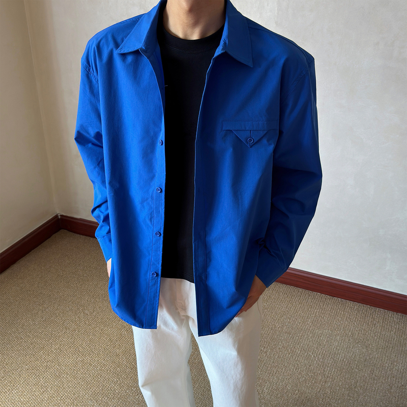 Bulao Ge Blog New Trend Casual Lazy Long Sleeve Shirt Loose Fit Versatile Klein Blue Commuter Jacket W718 Bulao Ge Blog New Trend Casual Lazy Long Sleeve Shirt Loose Fit Versatile Klein Blue Commuter Jacket W718