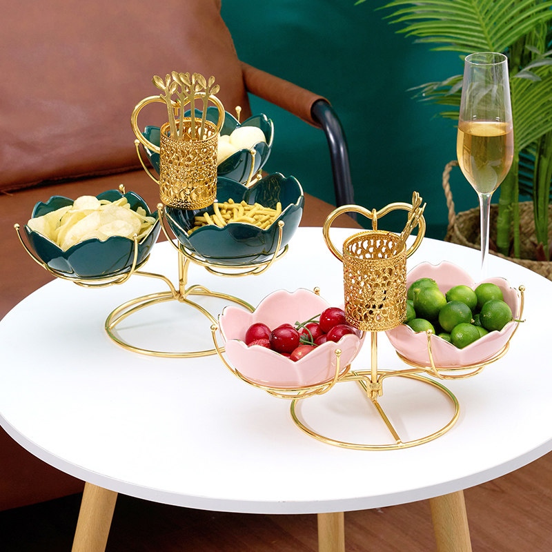 Nordic Light Lavish Ceramic Snack Pan Candy Tray Home Living Room Tea Table Refreshments Pan Dried Fruit Cherry Blossom Fruit Bowl