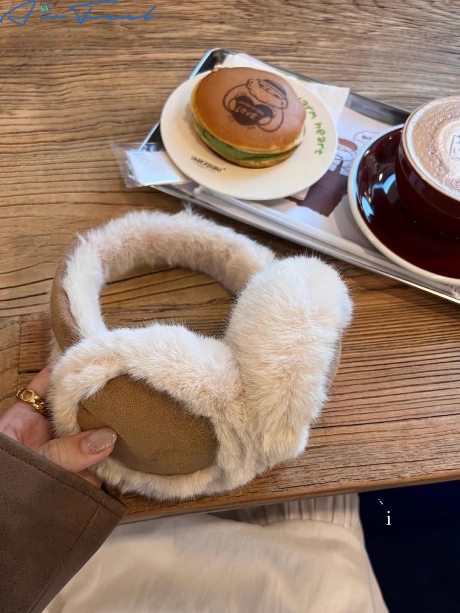 Merald brown earmuff woman winter can take care of ear warm plush ear cover ear bag antifreeze ear cover bike-Taobao