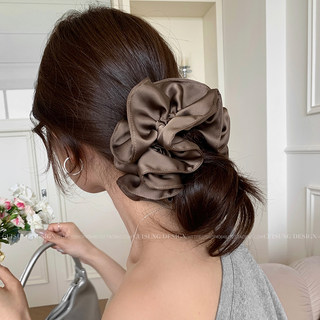 Extra-Large Double-Layered Ruffled Scrunchie, High-End Hair Accessory, Bun Maker, Satin Hair Tie, Korean Style, 2025 New Model