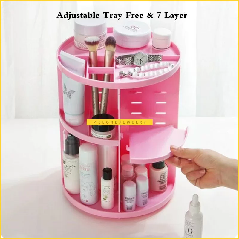 Plastic 360 Rotating Makeup Organizers Comestic Storage Box