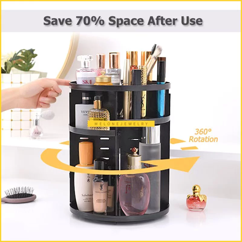 Plastic 360 Rotating Makeup Organizers Comestic Storage Box